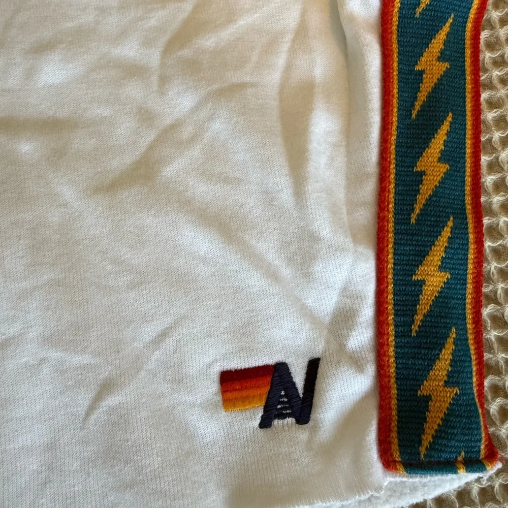 Aviator Nation BOLT STRIPE SLEEVELESS RELAXED CROPPED PULLOVER HOODIE - WHITE - Picture 3 of 5